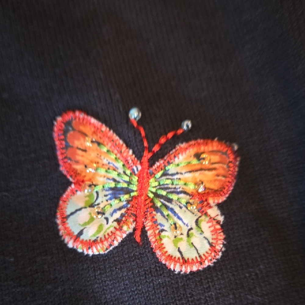 Alfred Dunner Navy Cardigan with Butterfly Embellishments - Picture 4 of 4